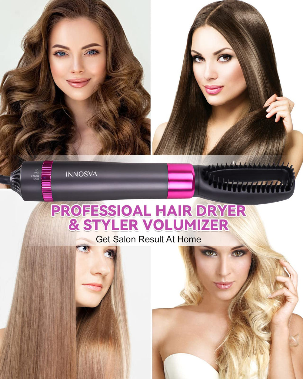 Versatile styling with VASONNI to create salon-like finishes at home.