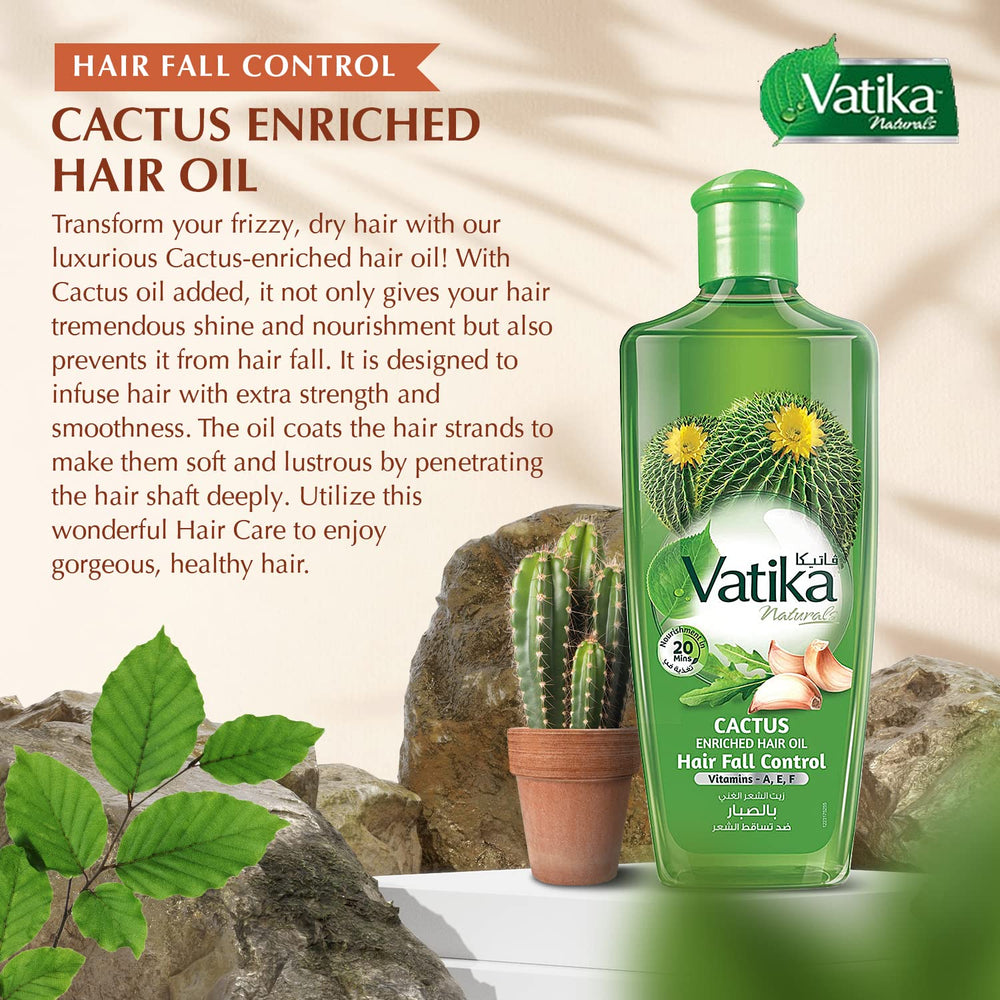 Vatika Naturals Aceite Cactus Masaje Cabello: masaje en cuero cabelludo para fortalecimiento.