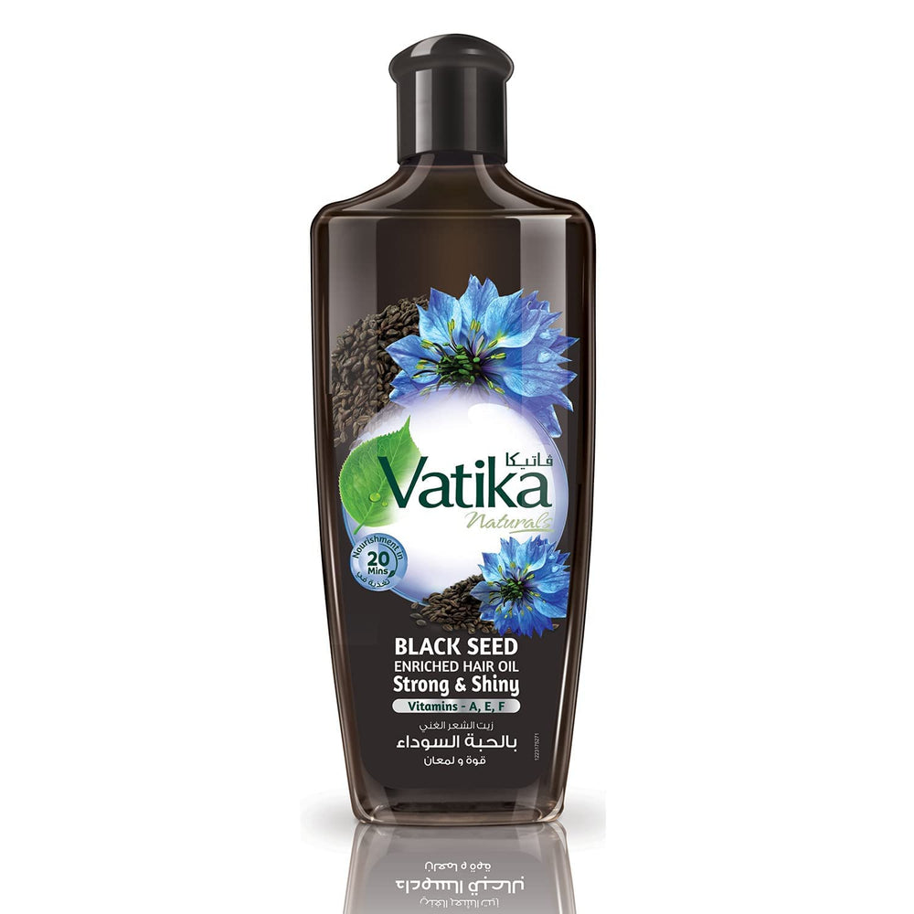 Vatika Naturals Dabur Aceite Semilla Negra en botella para cabello nutrido