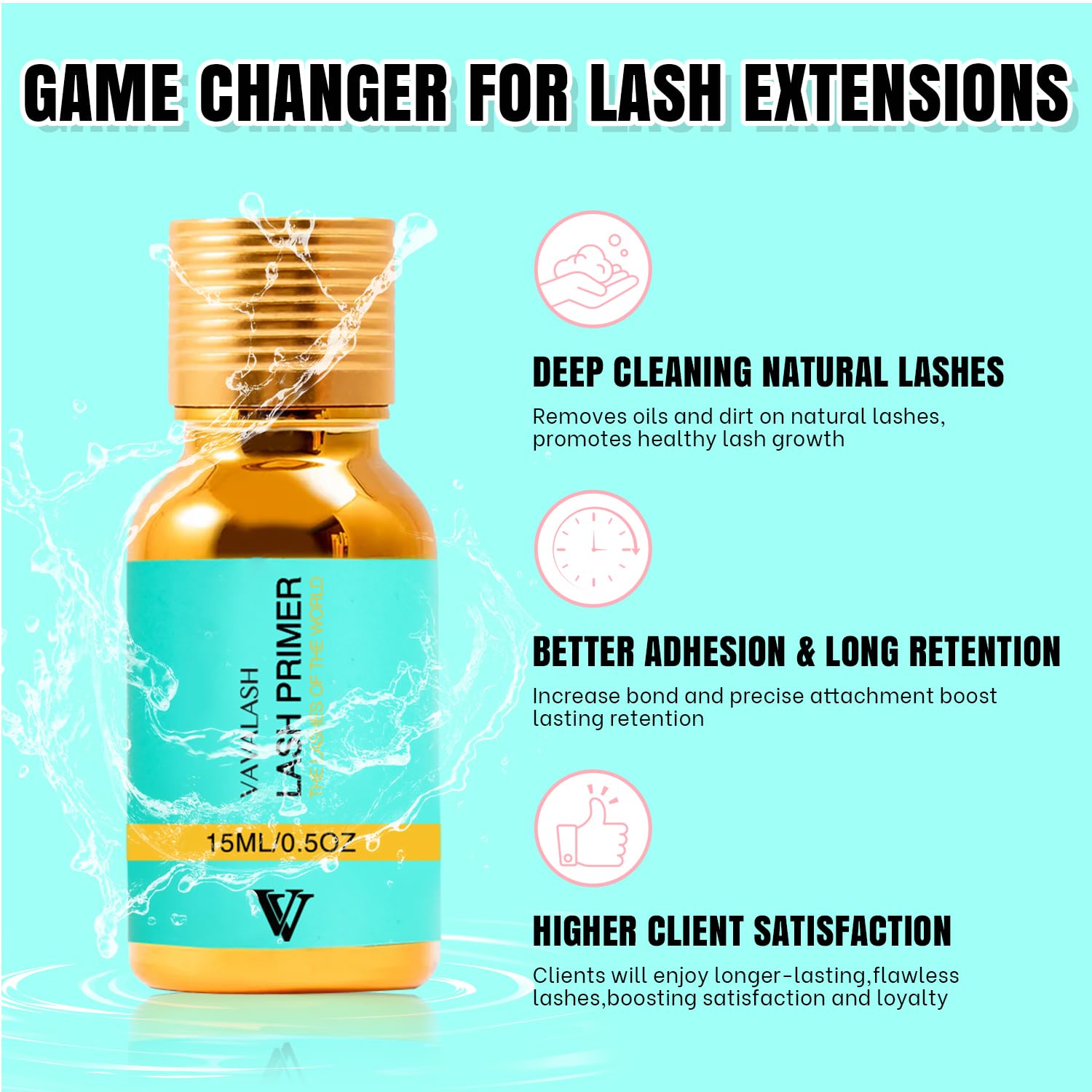 VAVALASH primer con adhesión mejorada para extensiones, muestra de fijación.