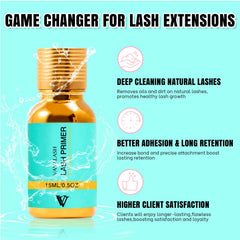 VAVALASH primer con adhesión mejorada para extensiones, muestra de fijación.
