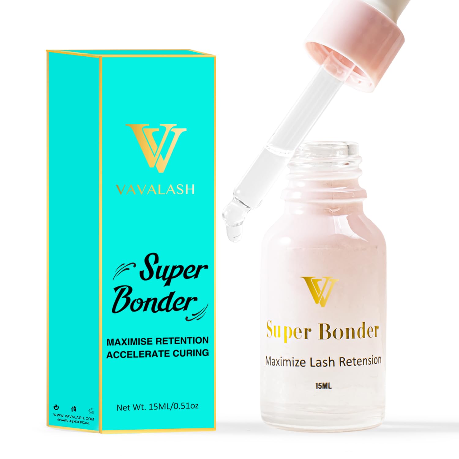 VAVALASH lash bonder accelerator bottle—speeds drying for professional lash extensions.