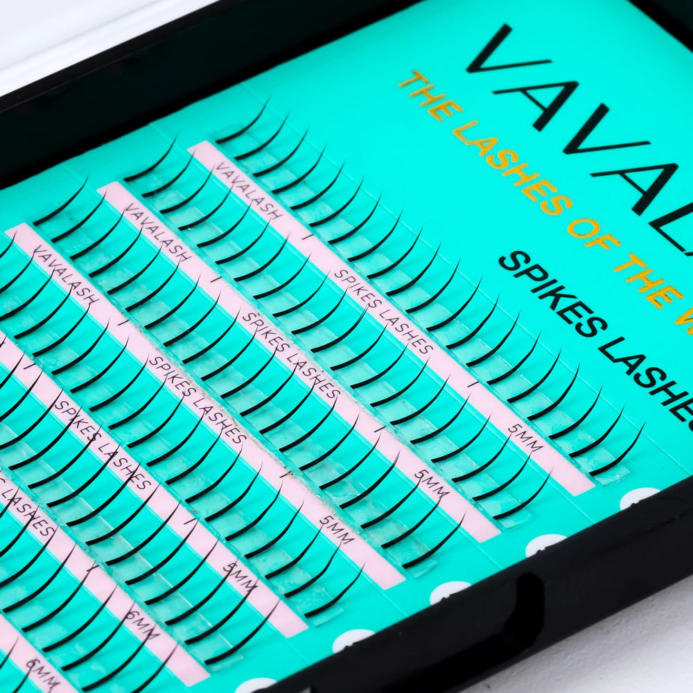 VAVALASH bottom lashes spikes 5-7mm closeup shows soft, lightweight natural look.