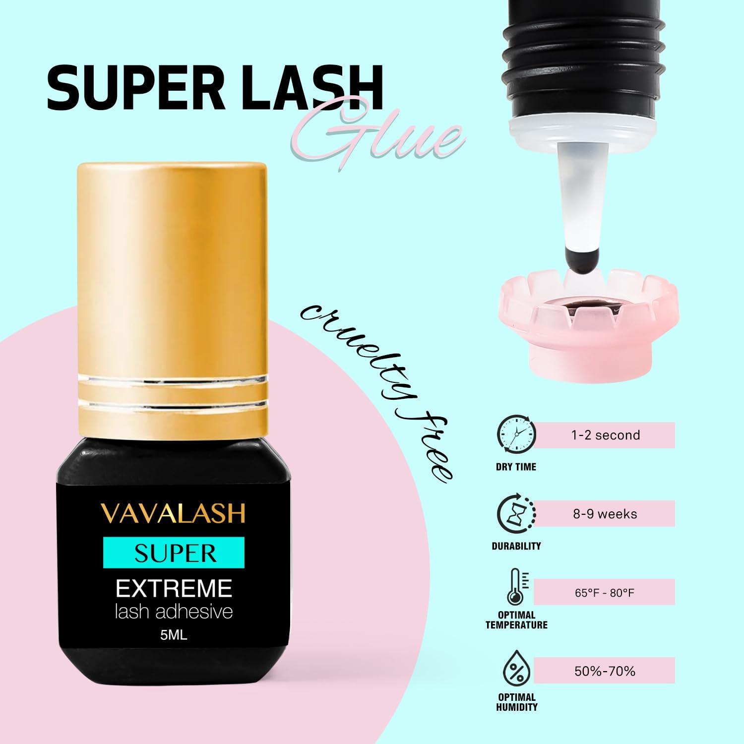 VAVALASH lash adhesive long-lasting hold for all-day wear.
