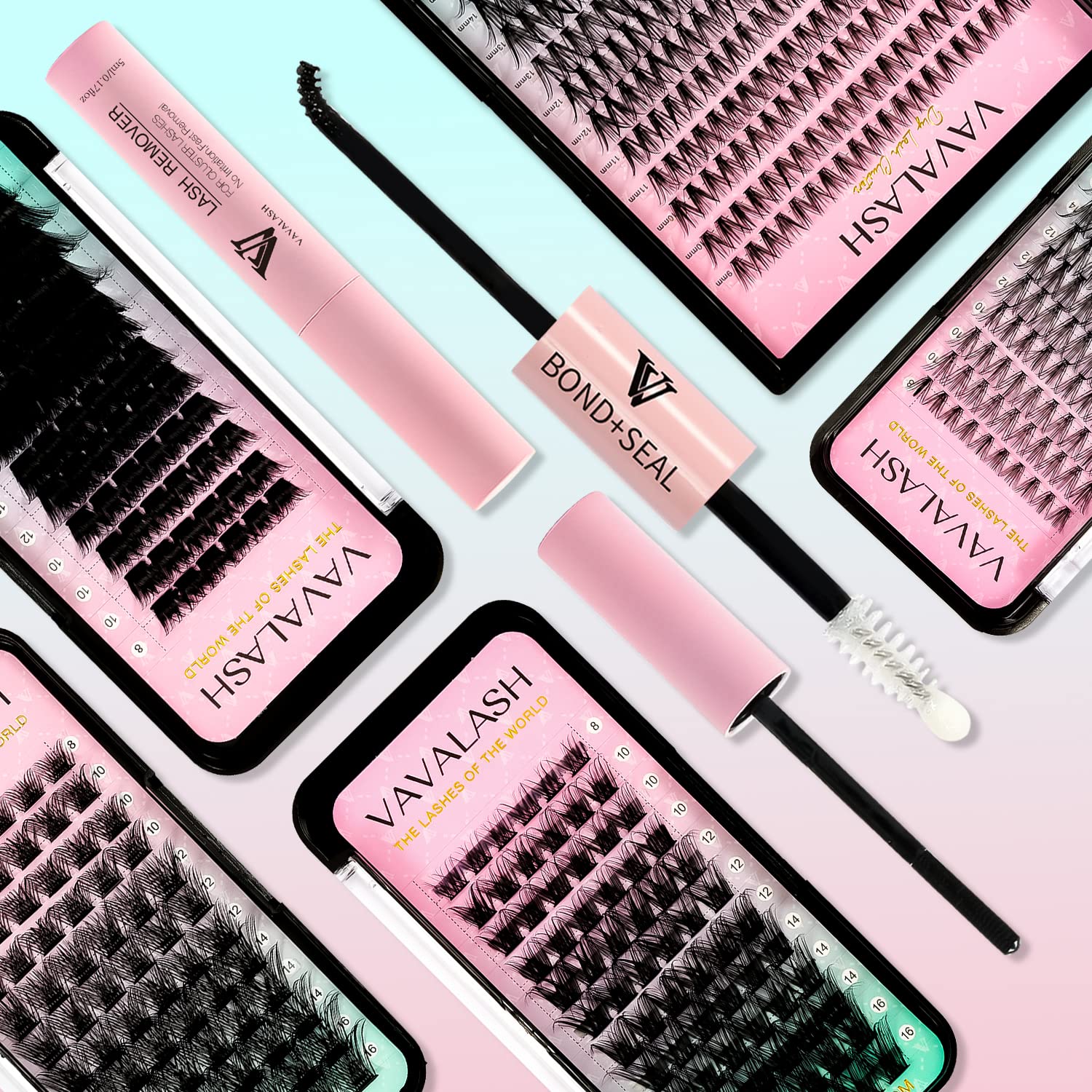 VAVALASH packaging showing 5ml bottles for a complete lash set.