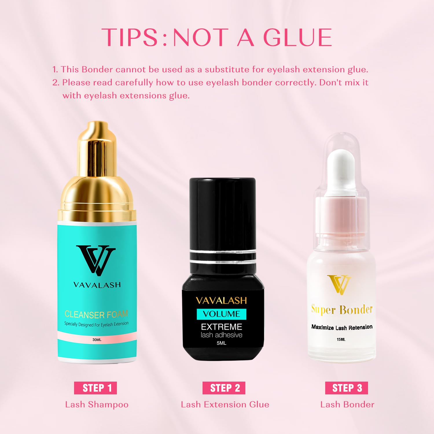 VAVALASH professional lash supplies bonder highlights salon-grade use.
