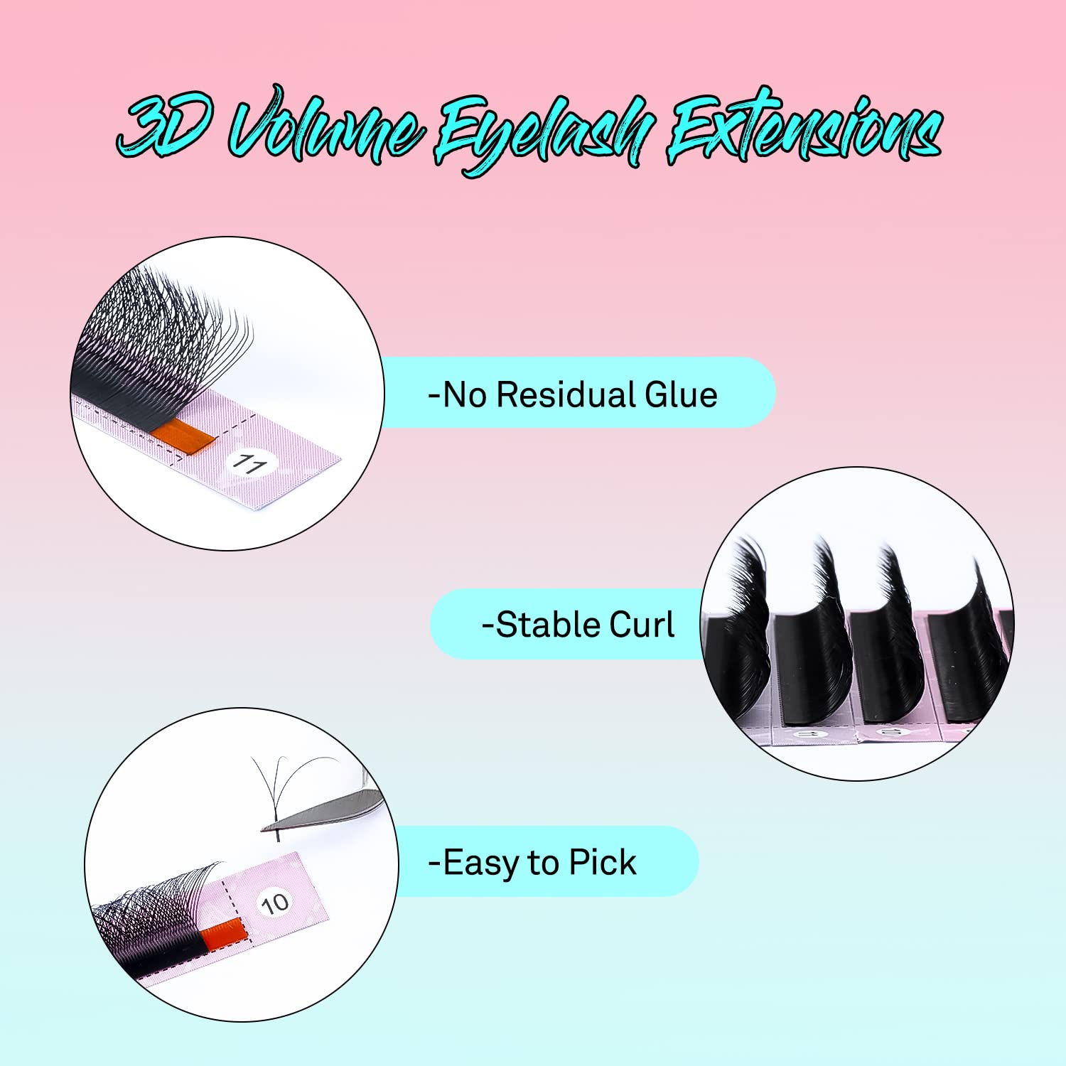 VAVALASH W-shaped 3D premade fan 8-12mm close-up for versatile lash styles.
