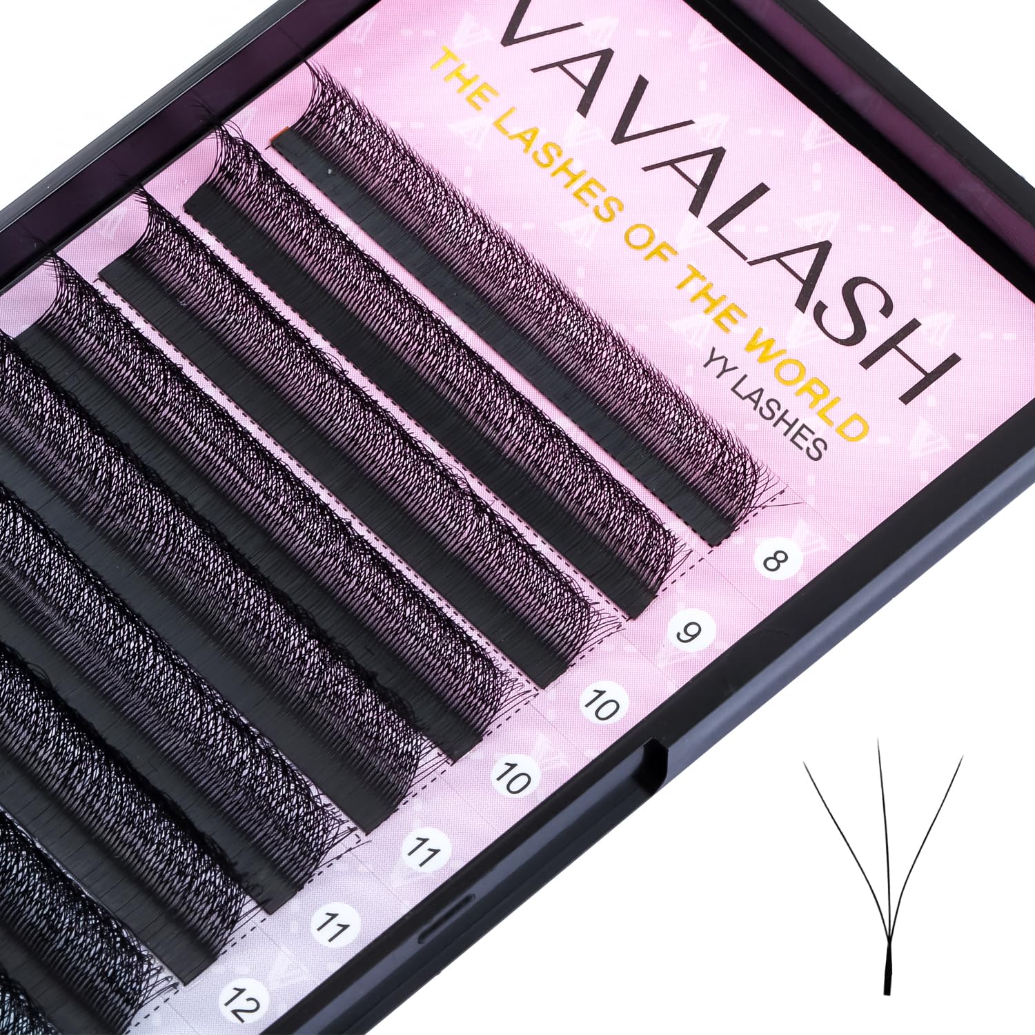 VAVALASH W-shaped 3D premade fan close-up for faster, consistent volume lashes.