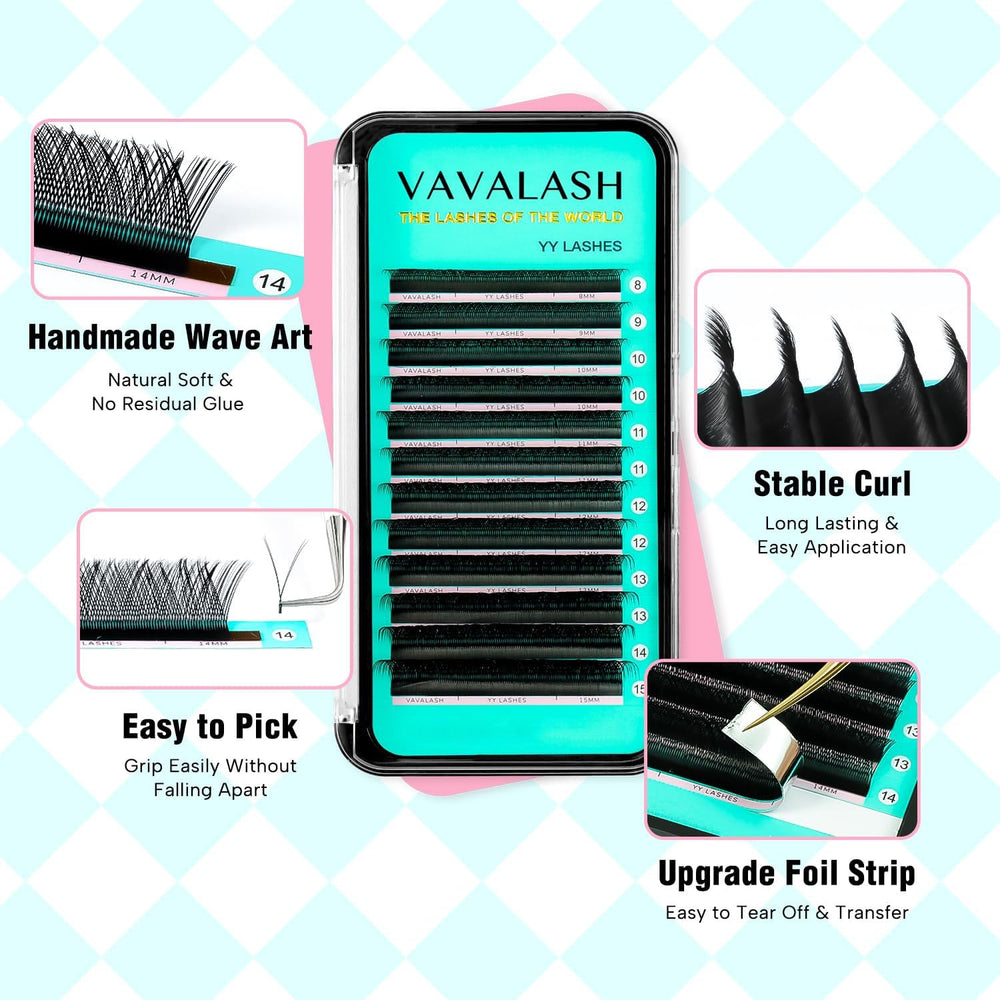 VAVALASH YY fans on tray designed for faster application and retention.