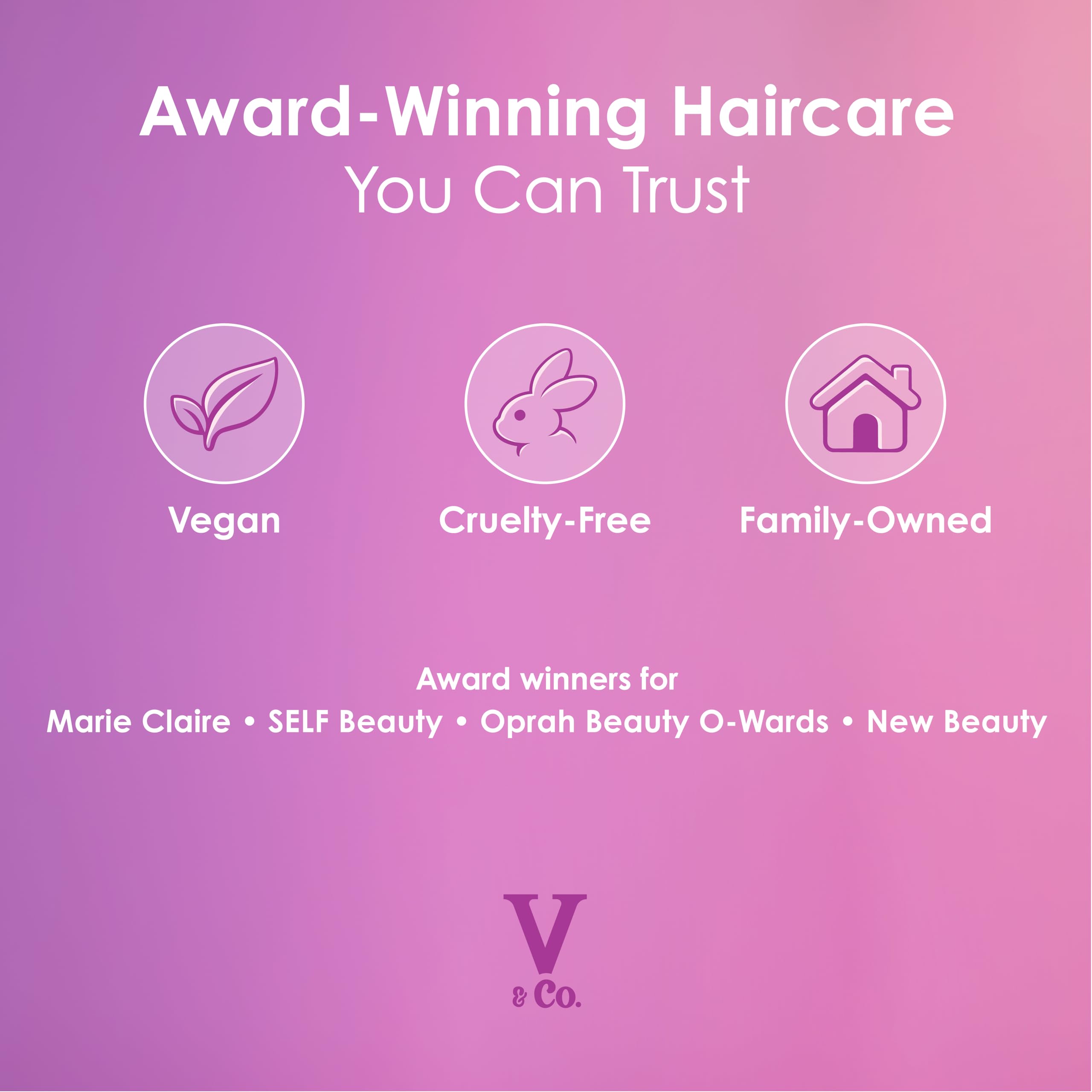 Sulfate-, paraben-, and dye-free claim on V&Co packaging