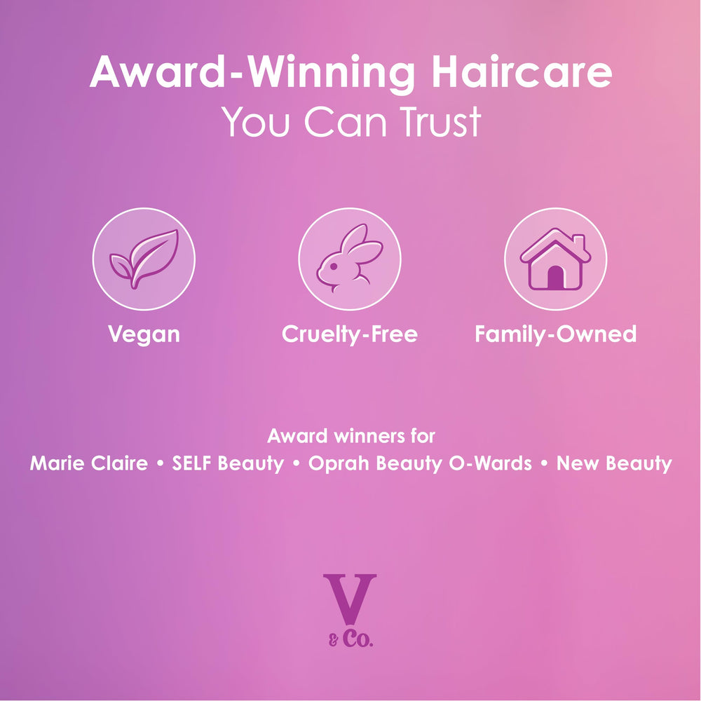 Sulfate-, paraben-, and dye-free claim on V&Co packaging