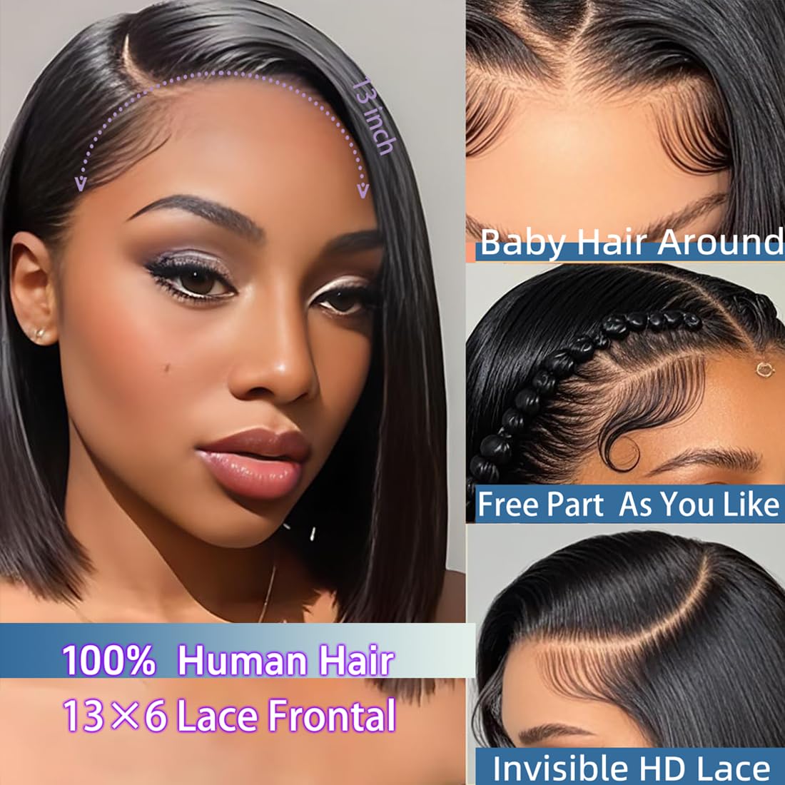 VCVVCV 10 inch straight bob lace front versatile for casual to formal looks.
