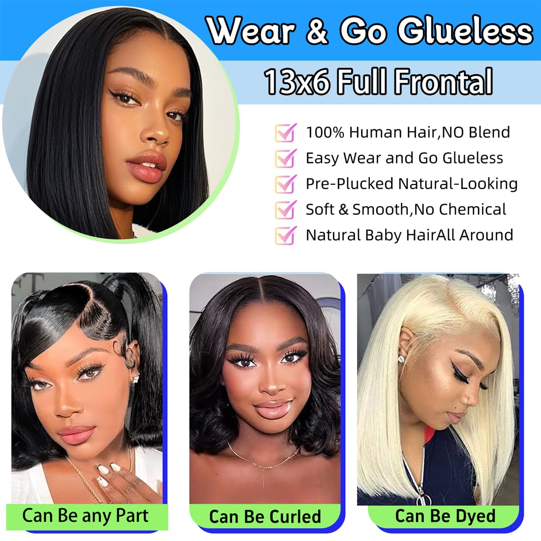 VCVVCV Glueless cap with adjustable straps ensures secure fit during wear.
