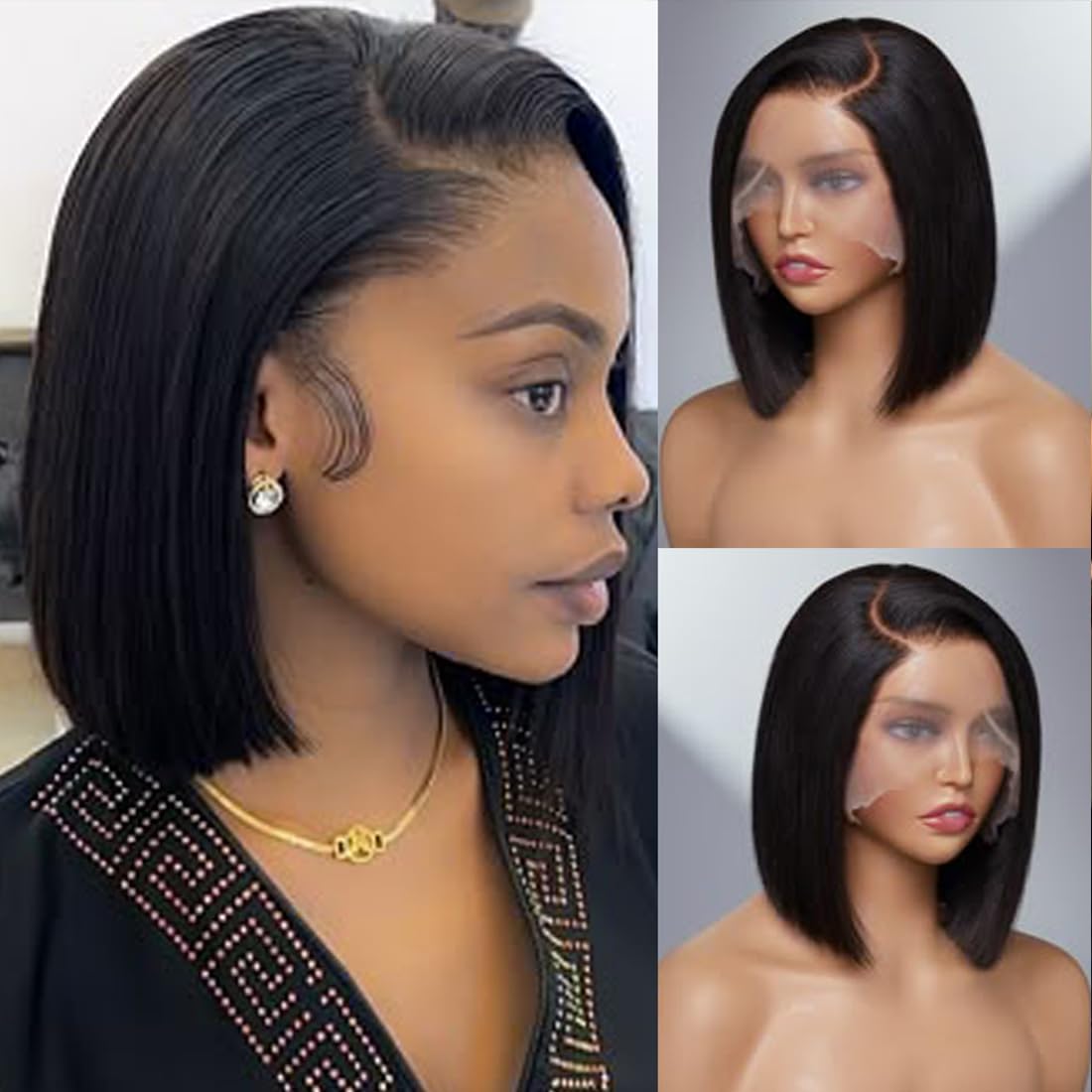 VCVVCV Short straight bob ideal for weddings, dates, and everyday wear.