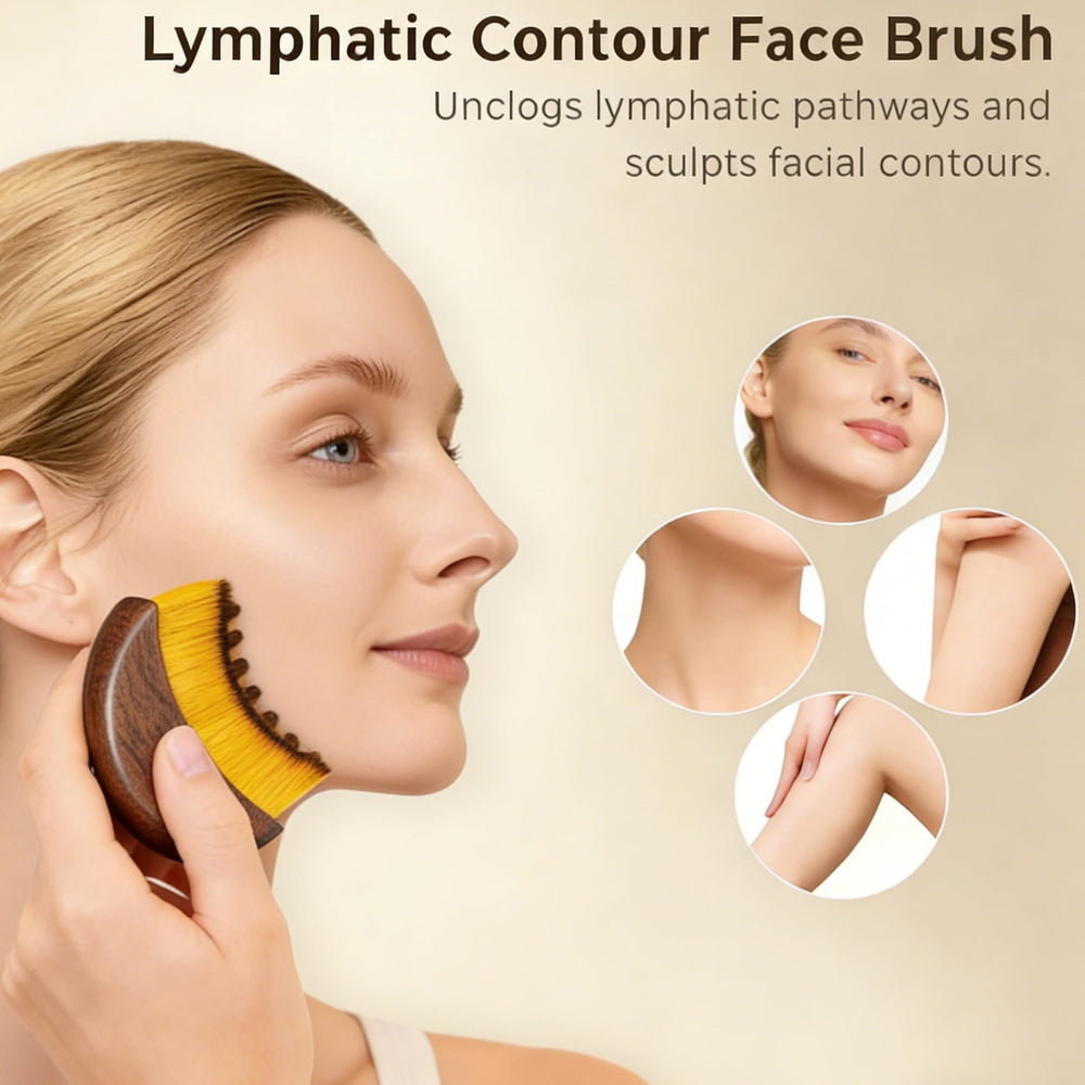 VDDO Lymphatic Contour Face Brush targets the jawline for sculpting massage.