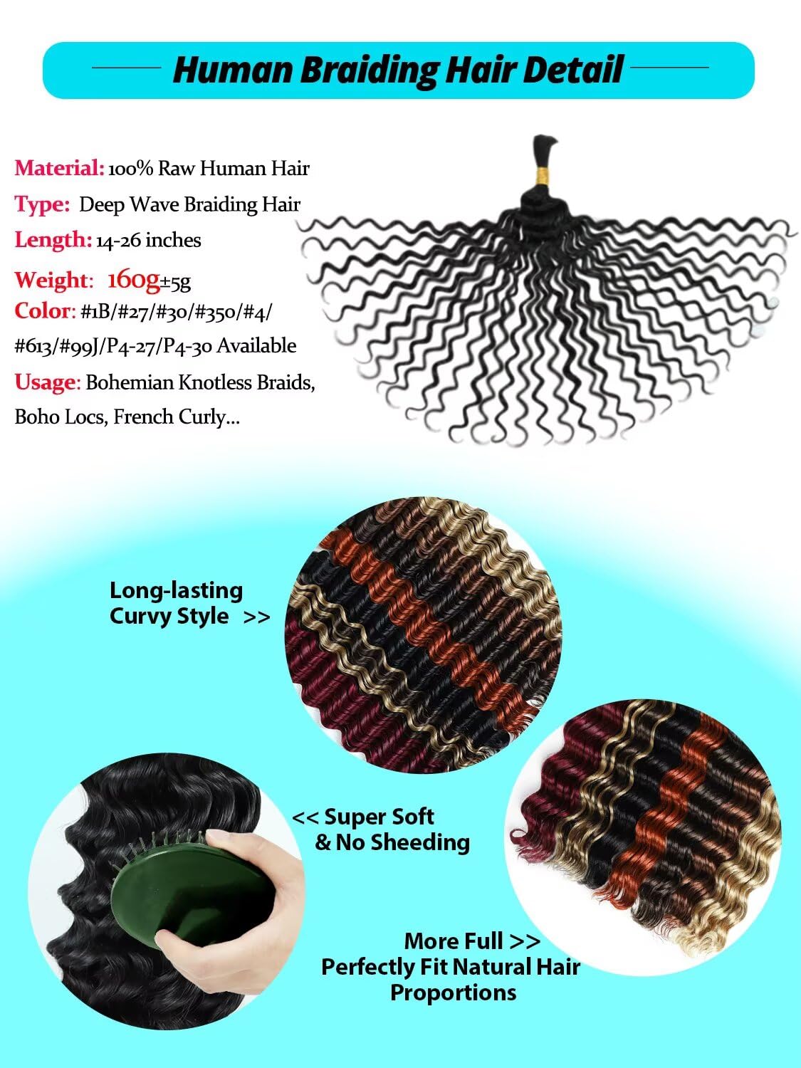 VDZ deep-wave bulk no-weft extension for versatile braids.