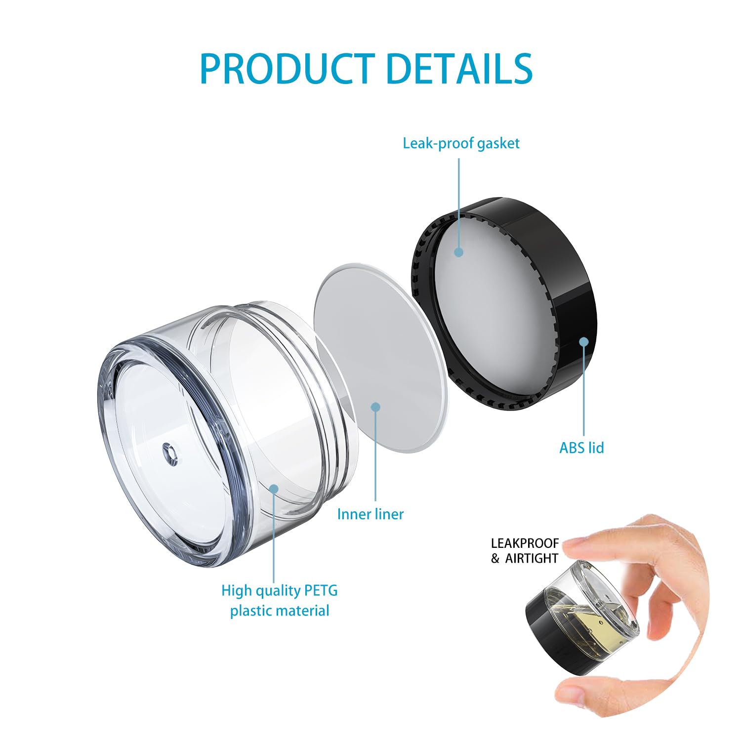 VEAIDE travel containers lid black showing secure, leak-proof cap