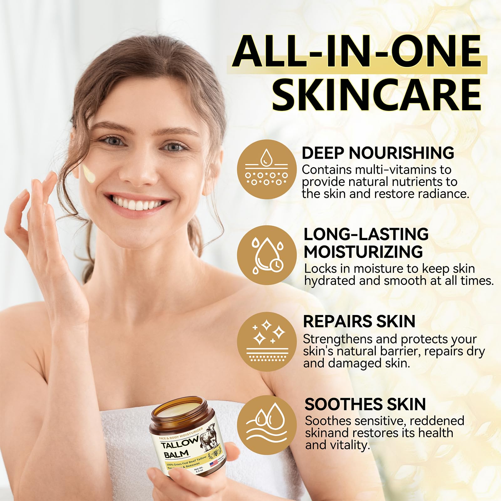Veakoo crema para el rostro con sebo de res, hidratación diaria.