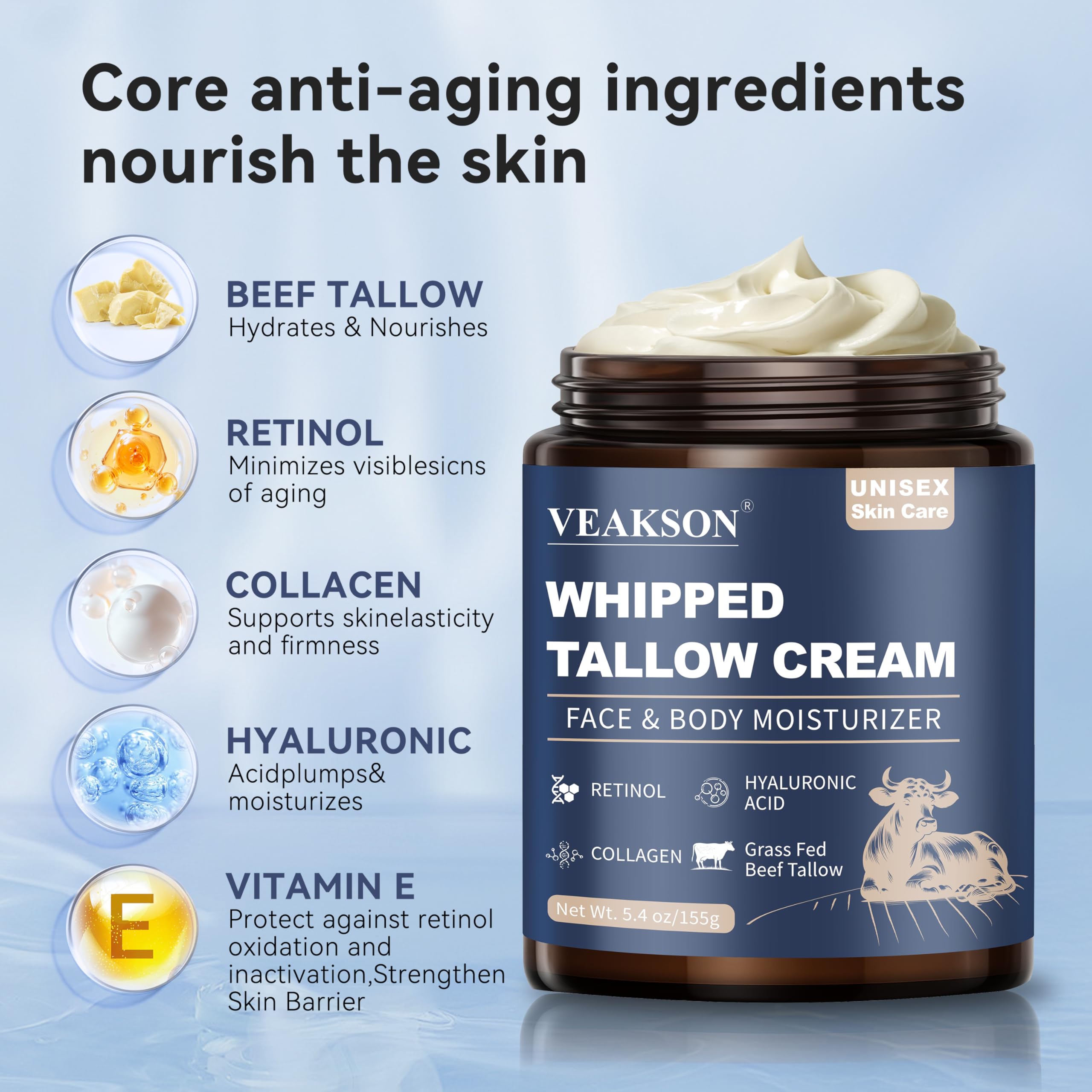 Veakson mezcla miel-manuka para hidratación profunda sin sensación grasa.