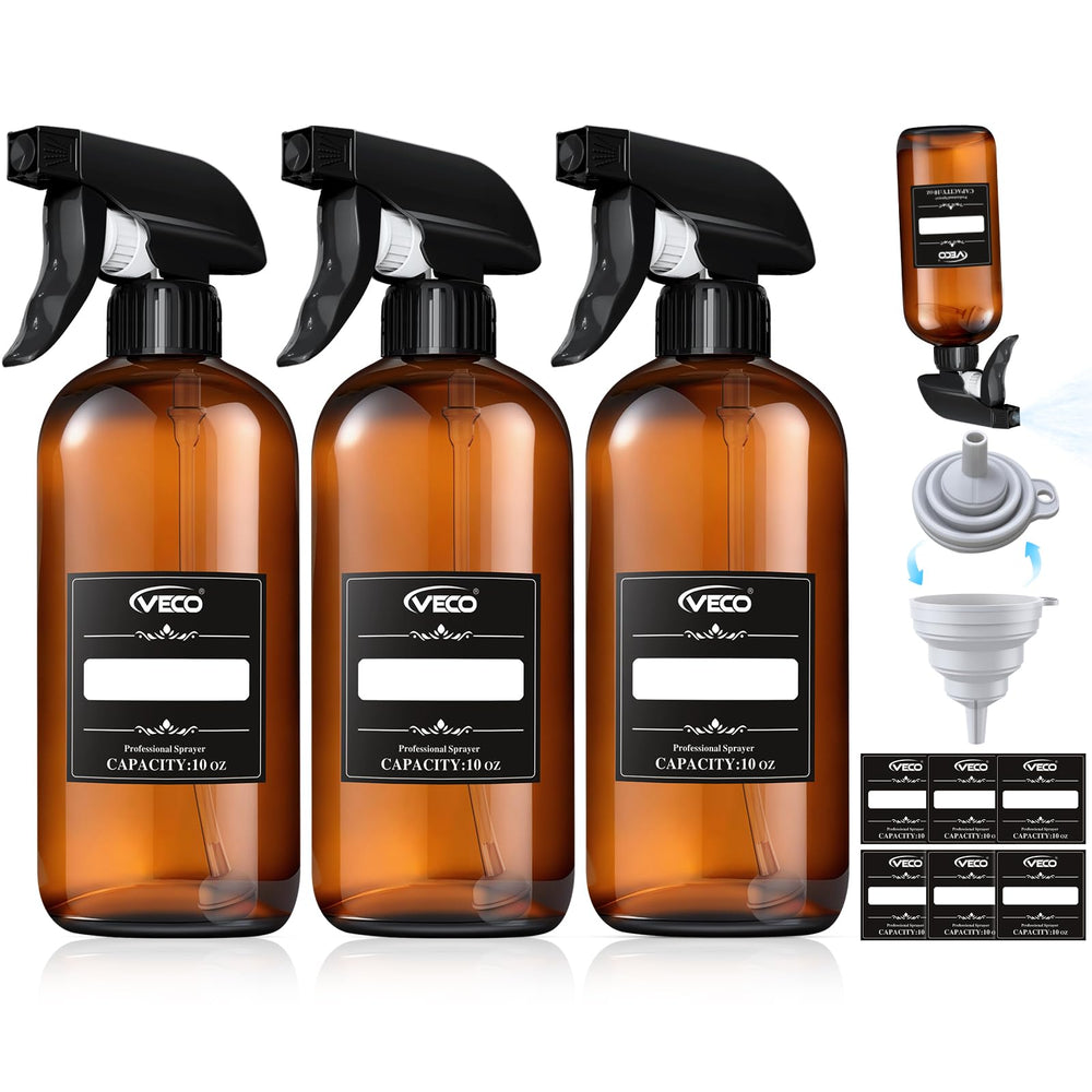 Veco 10oz spray bottle with 360° spray for hard-to-reach cleaning.