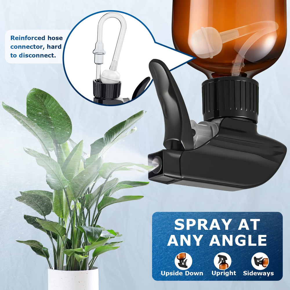Veco spray bottle with adjustable nozzle for mist or stream.