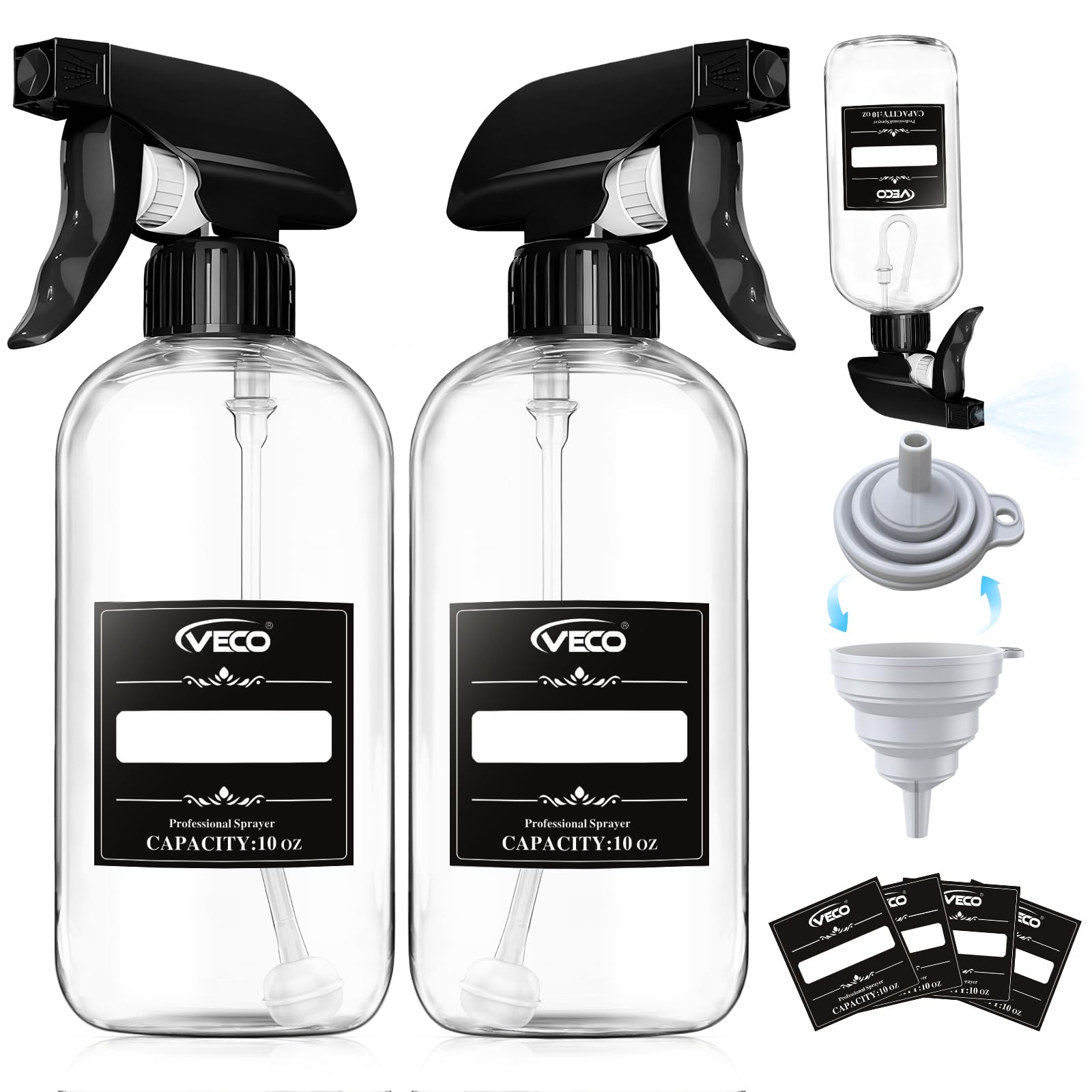 Veco 360° spray bottle side view ideal for cleaning hard-to-reach corners