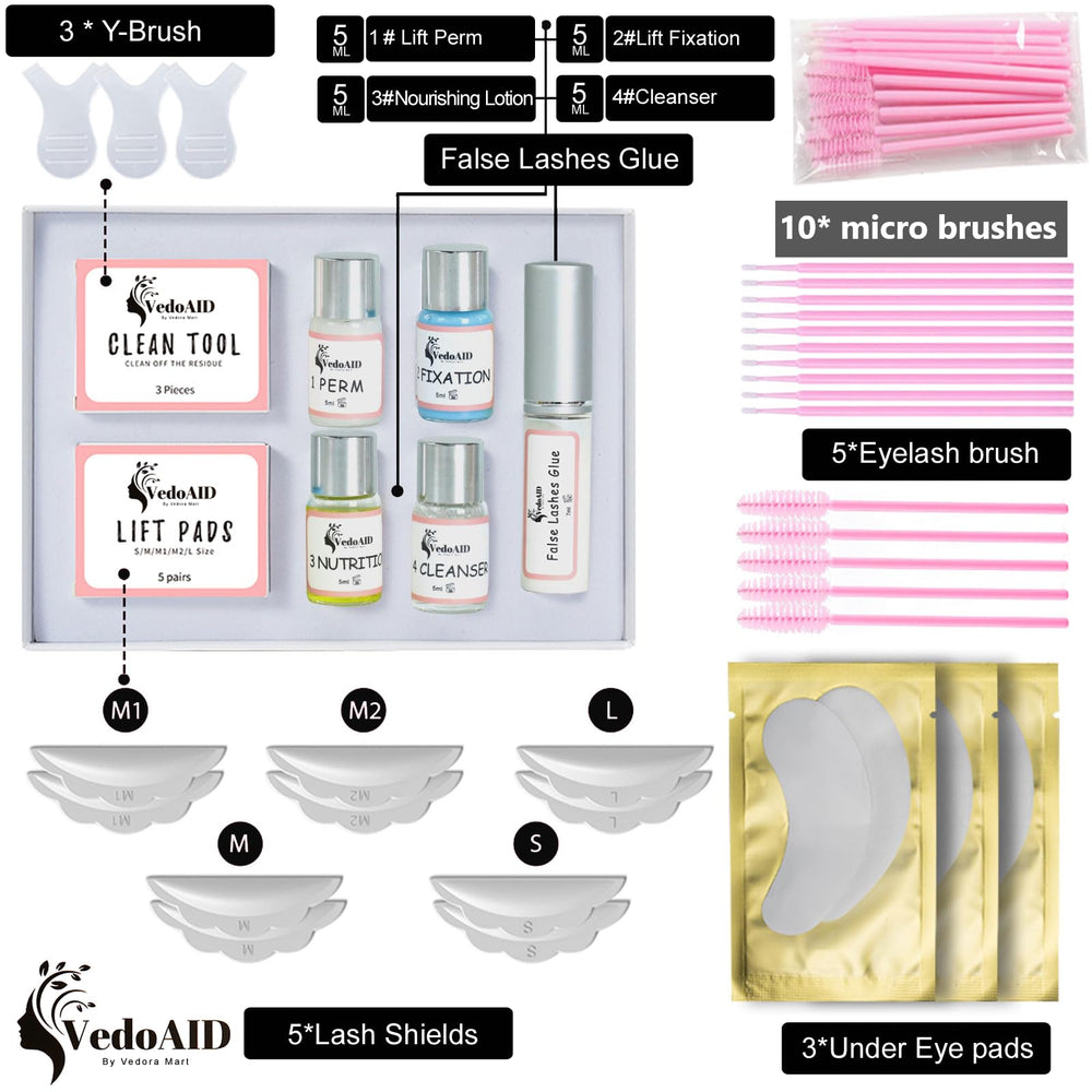 VedoAID eyelash lift kit perming solution providing gentle lift for natural lashes.