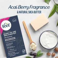 Veet cold-wax strips remove 95% of hair on first application.