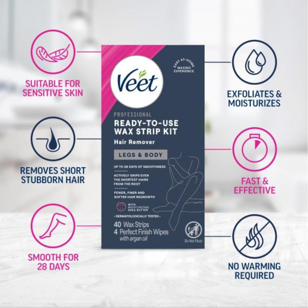 Veet easy-gelwax technology helps achieve even coverage.