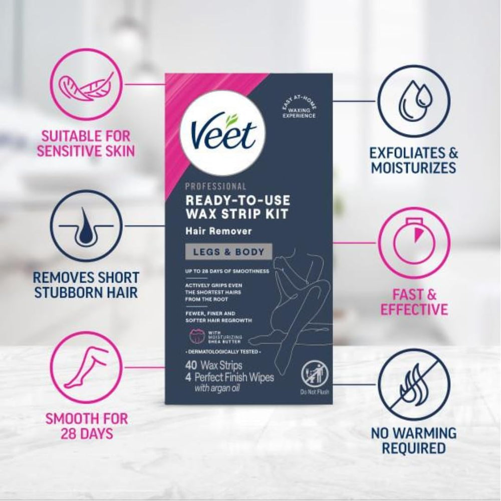 Veet easy-gelwax technology helps achieve even coverage.