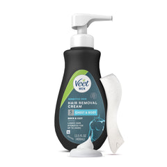 Veet Men hair removal cream application showing quick, easy use for sensitive skin.
