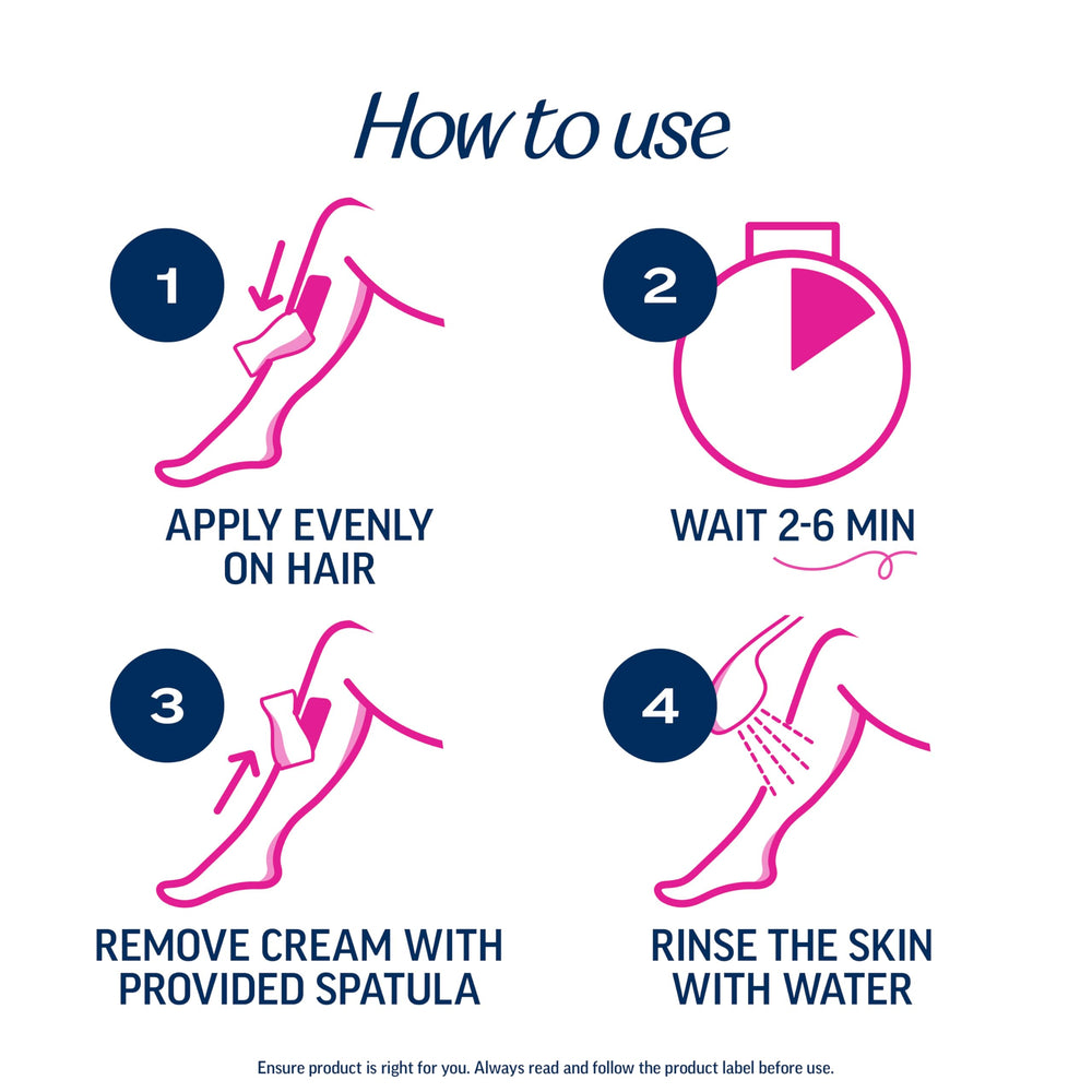 Moisturizing formula from Veet keeps skin hydrated for up to 48 hours after treatment.