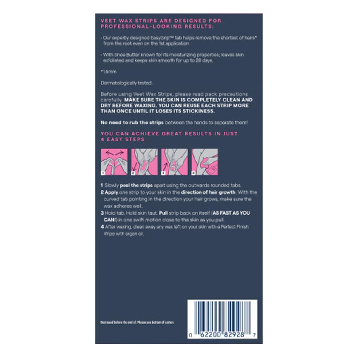 Veet Ready-to-Use Wax Strip Kit for body hair removal at home