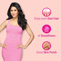 Veet ready-to-use wax strips application close-up