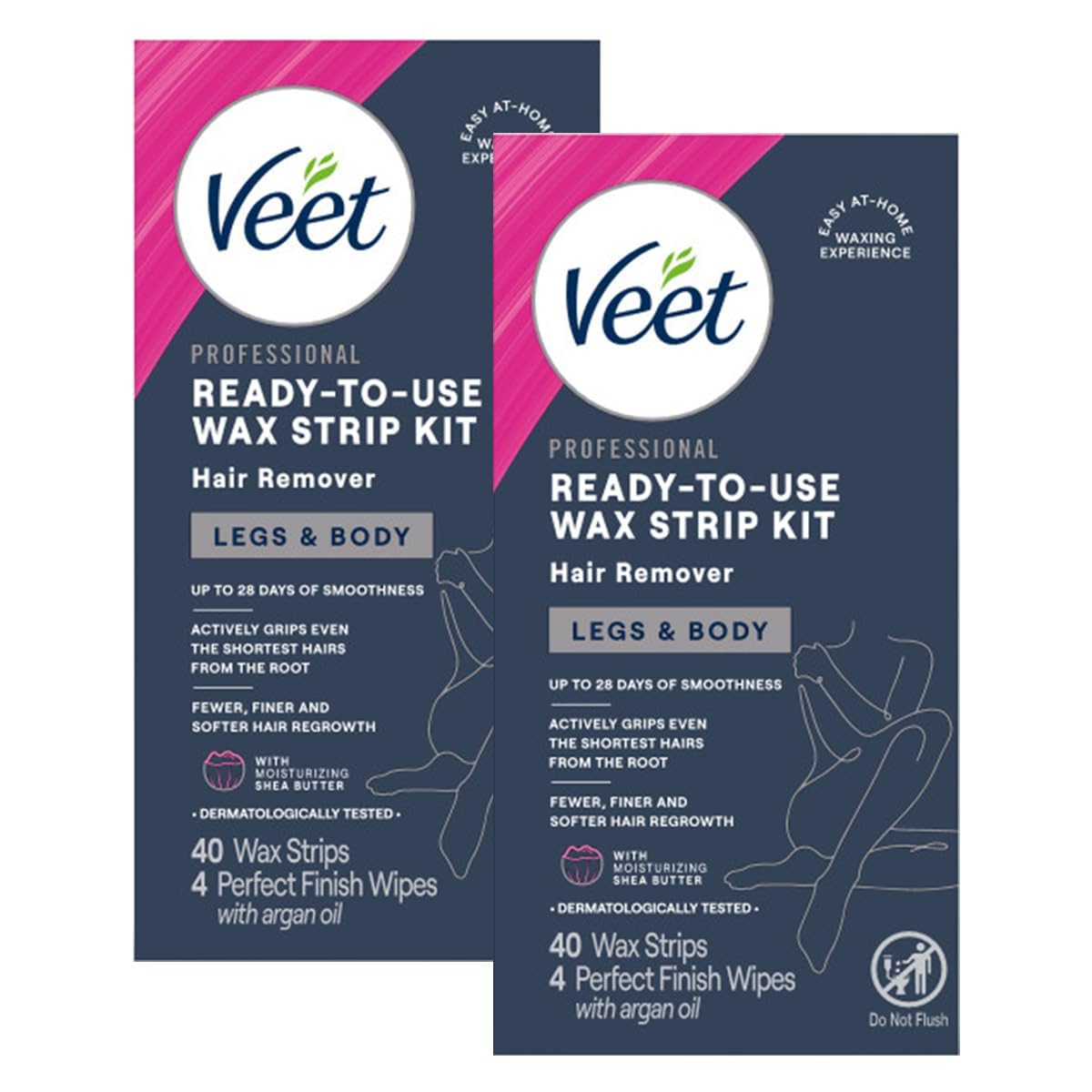 Veet wax strips on legs for smooth, lasting skin