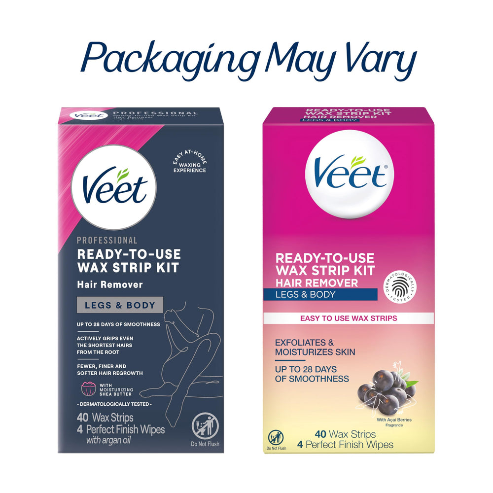 Veet wax strips close-up showing grip on short hairs for effective removal.