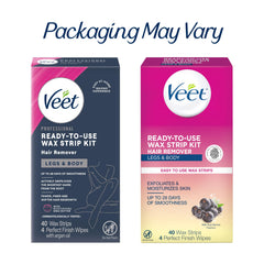 Veet wax strips close-up showing grip on short hairs for effective removal.