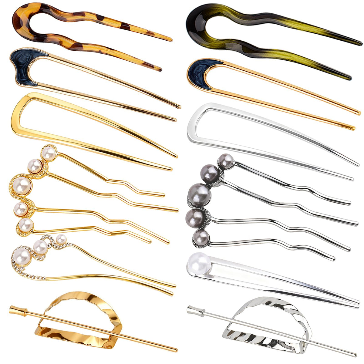VEEVIIY pasador Frances U-form con perlas, ideal para recogidos duraderos.