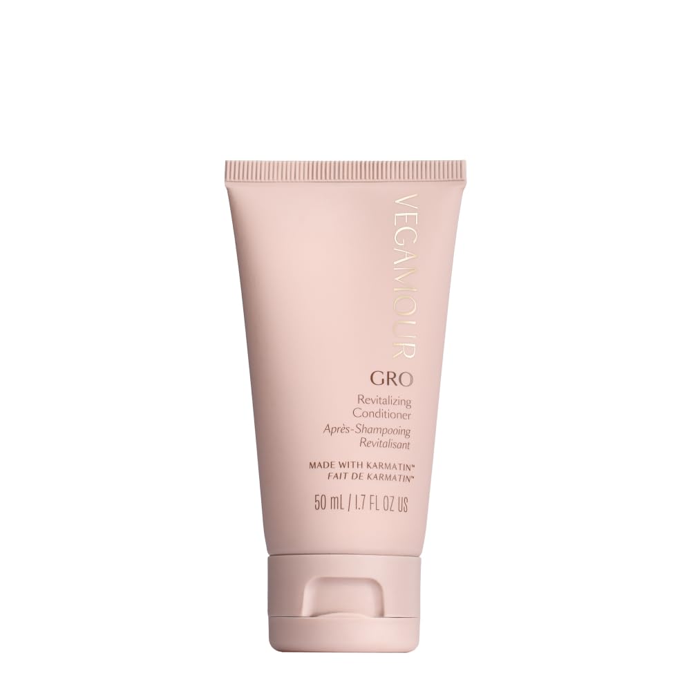 Acondicionador GRO Revitalizante de VEGAMOUR en formato viaje para cabello fino.