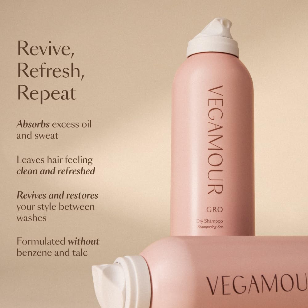 GRO dry shampoo absorbing oil at roots for cleanliness