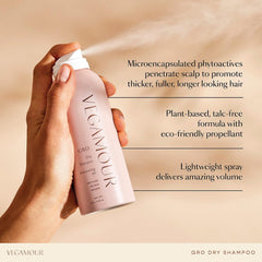 VEGAMOUR GRO Dry Shampoo absorbing oil and refreshing scalp in minutes