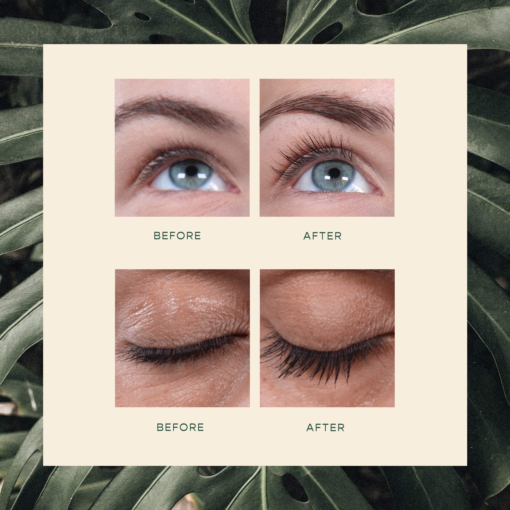 Lashes being enhanced by GRO Lash Serum during application under natural light.
