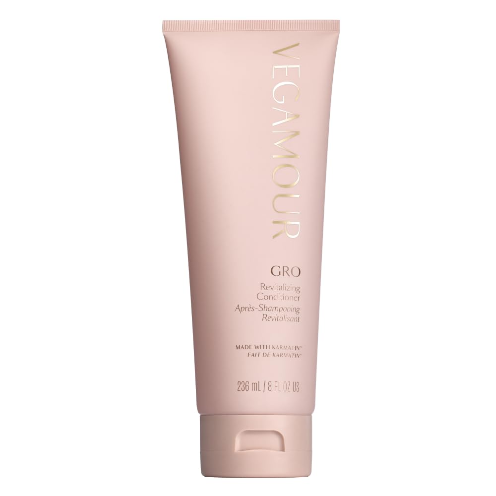 VEGAMOUR GRO Revitalizing Conditioner bottle showing smoother, shinier hair due to hydration