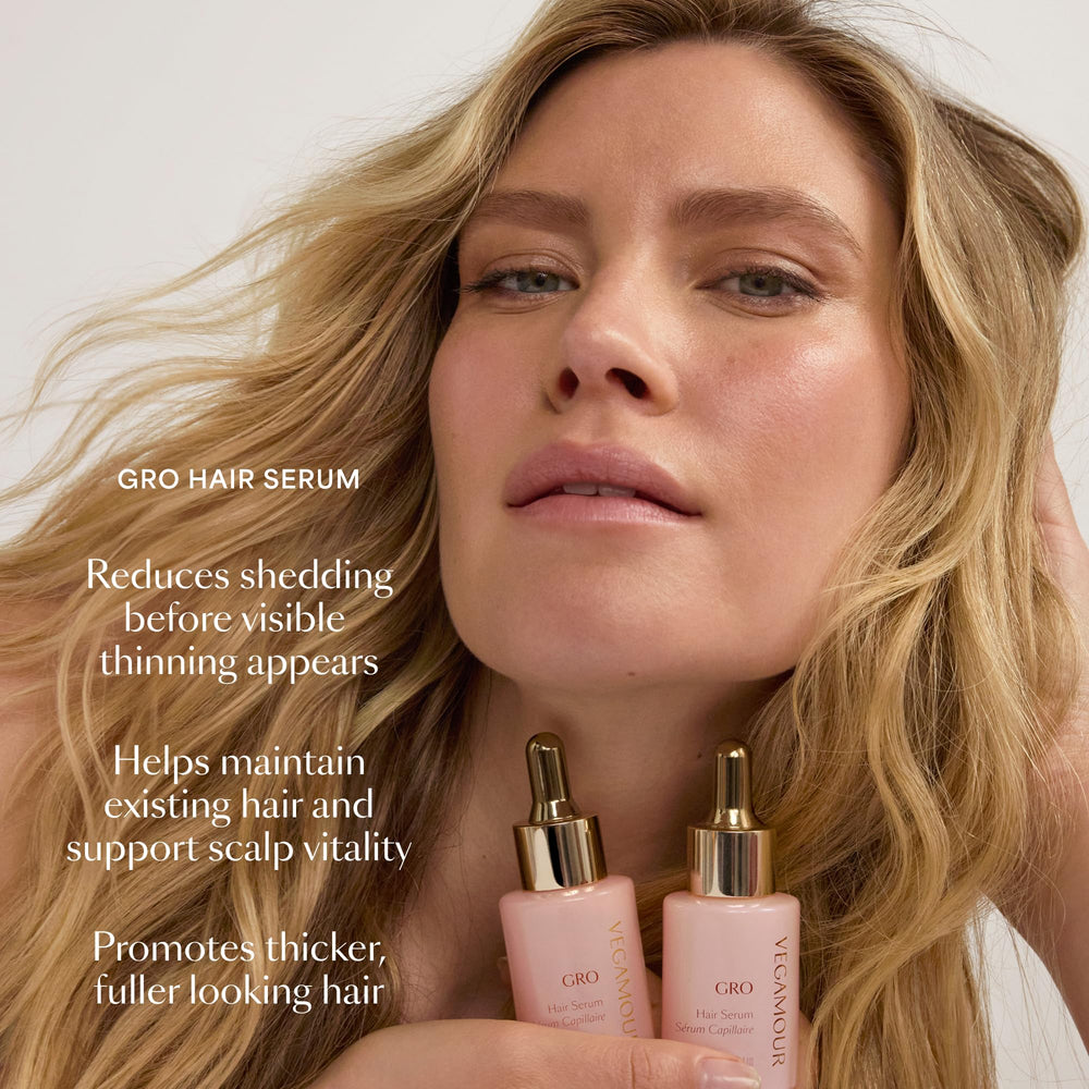 GRO serum full view highlighting vegan, cruelty-free branding