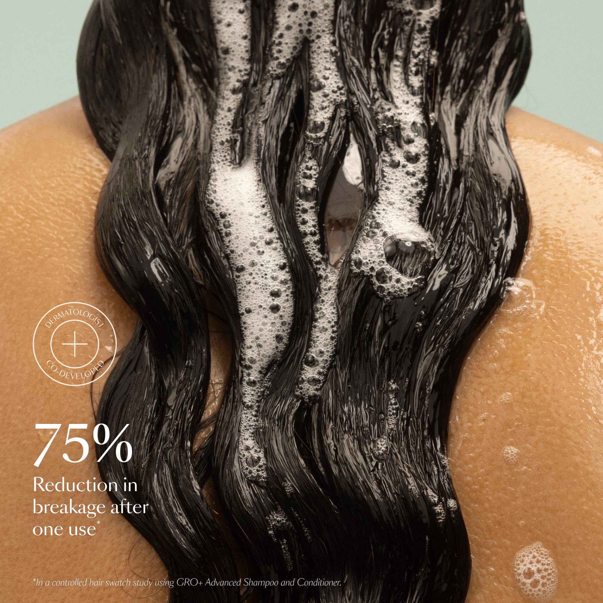 VEGAMOUR GRO+ Advanced Balancing Conditioner packaging emphasizes vegan, silicone-free care.