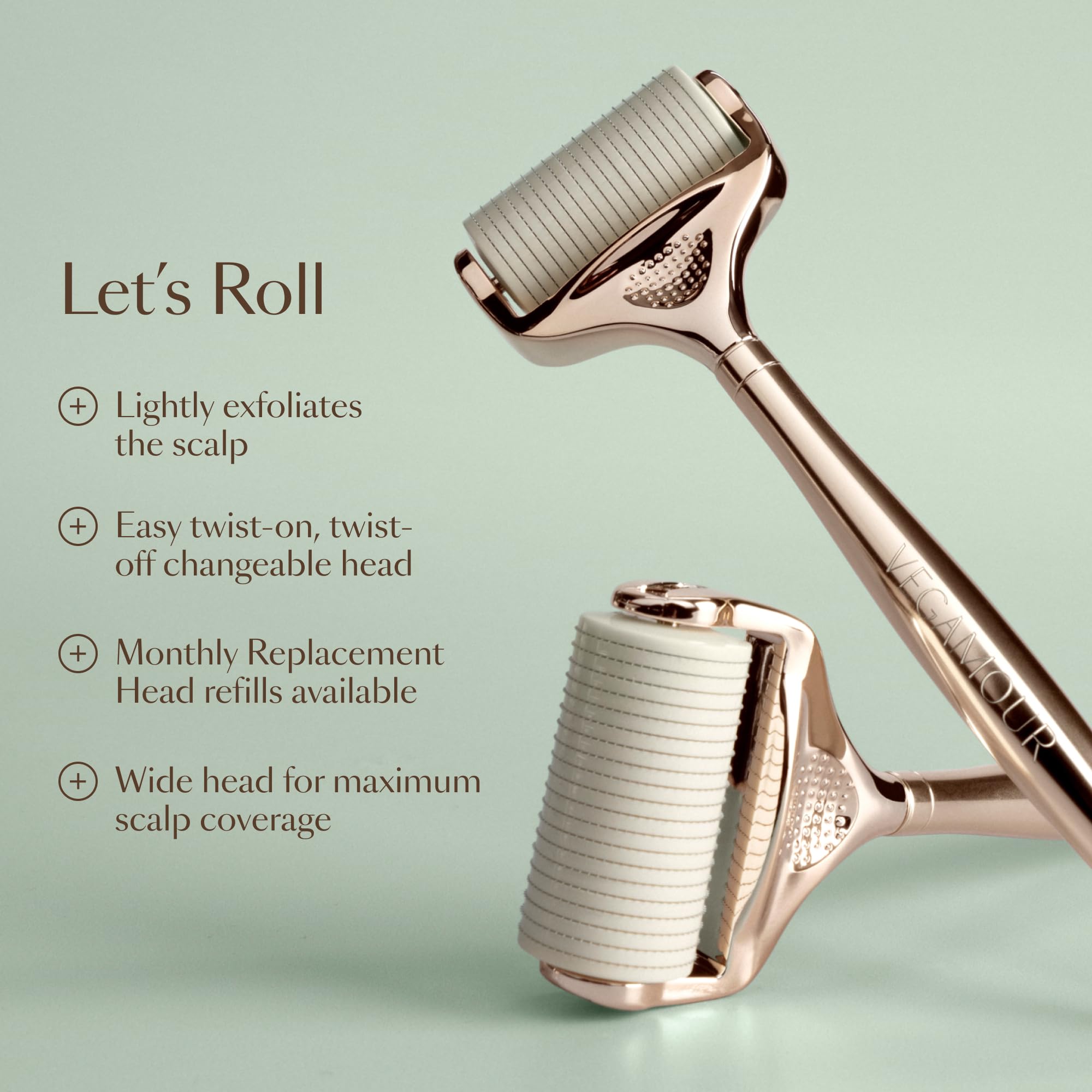 VEGAMOUR GRO+ replacement head demonstrates easy twist-on hygiene design