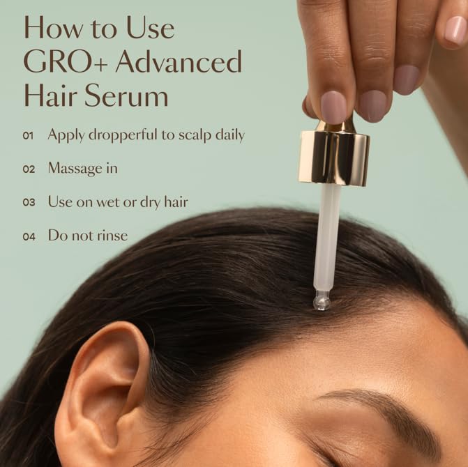 Close-up of VEGAMOUR GRO+ serum texture suggesting lightweight, non-greasy formula.