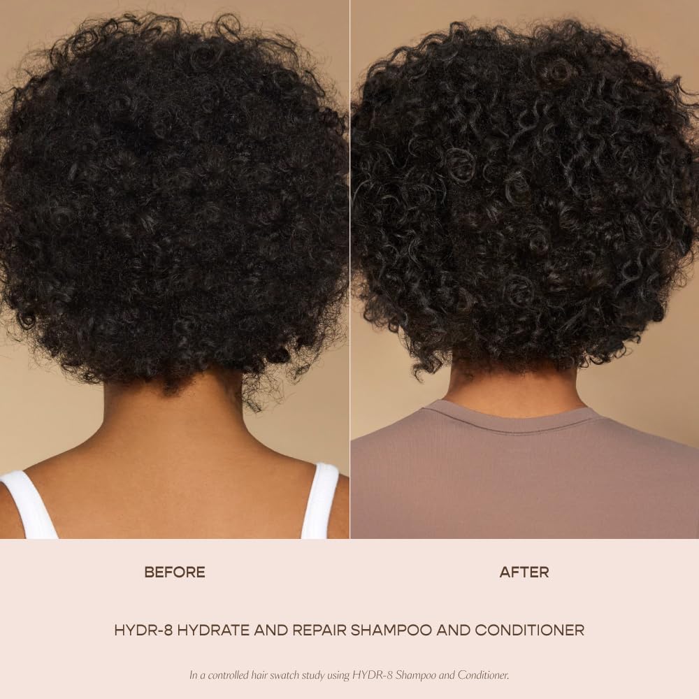 VEGAMOUR HYDR-8 hair close-up shows shine and hydrated strands.