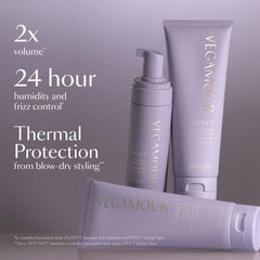 VEGAMOUR UPLIFT bottle back label lists clean ingredients for daily use.