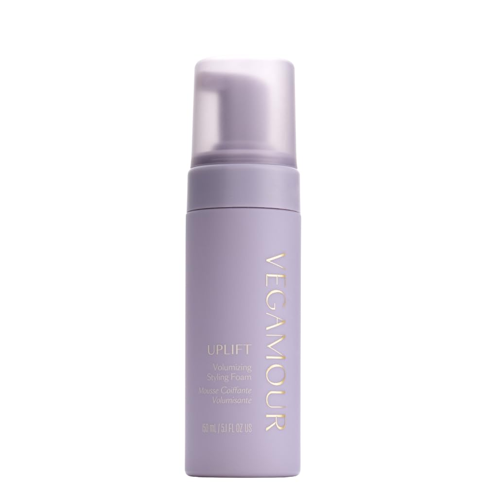 VEGAMOUR UPLIFT bottle front promotes volume with a clean formula.